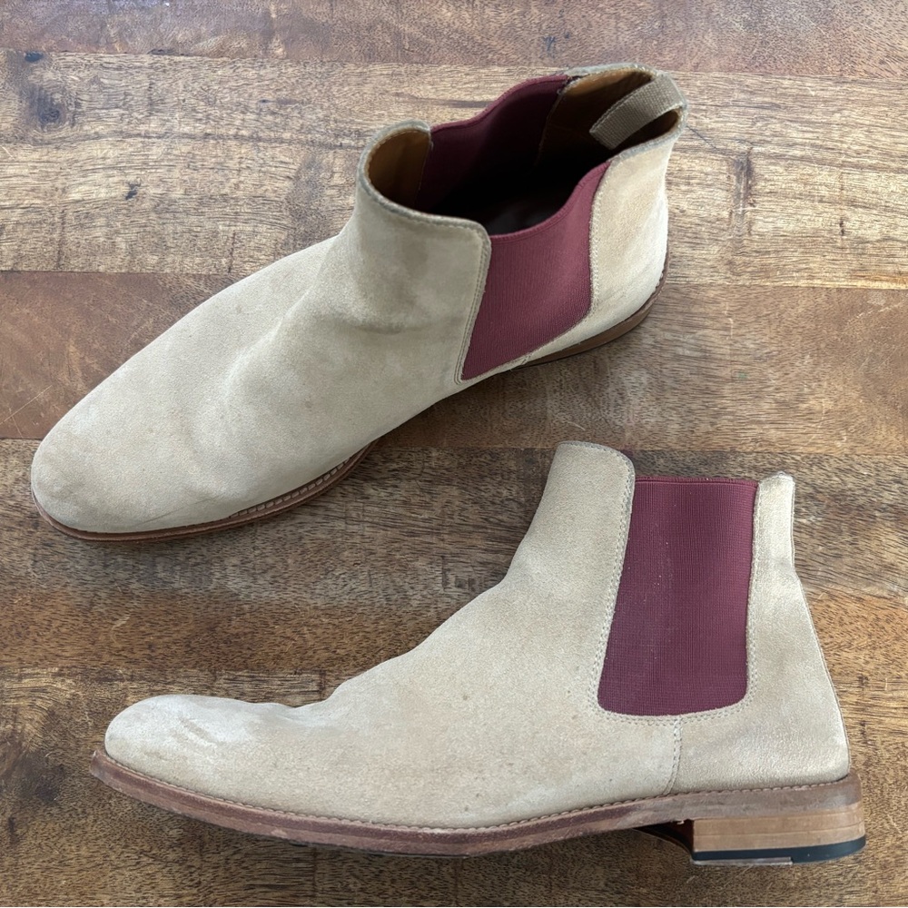 Mens Taft Beige and Burgundy Chelsea ankle Boots JUDE size 40 EU